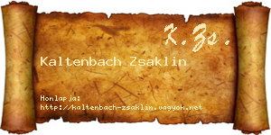 Kaltenbach Zsaklin névjegykártya
